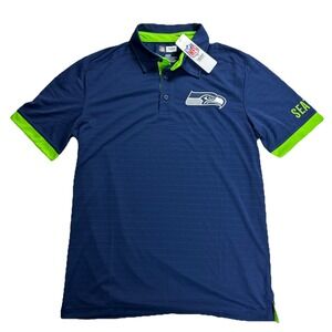 NEW Seattle Seahawks Polo Golf Shirt Mens M Blue Short Sleeve Logo NFL NWT
